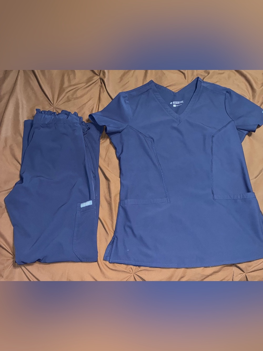 Navy Blue Med Couture Scrub Set